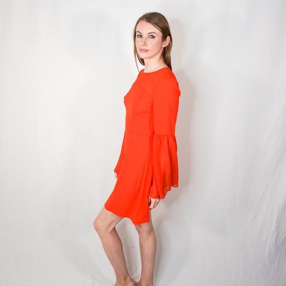 BCBG Poppy Red Flared Sleeve Mini Dress NWT - Picture 5 of 8
